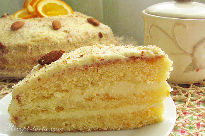 Фото кусочка апельсинового торта по рецепту сайта