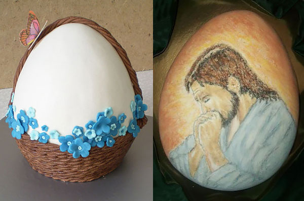 Пасхальный торт-яйцо с декором из мастики/ с рисунком по шоколадной глазури