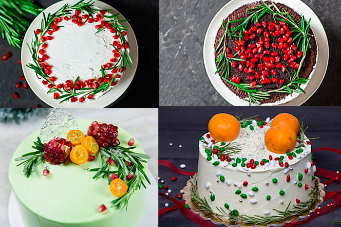 Фото Новогодних тортов с сухофруктами, ягодами и розмарином