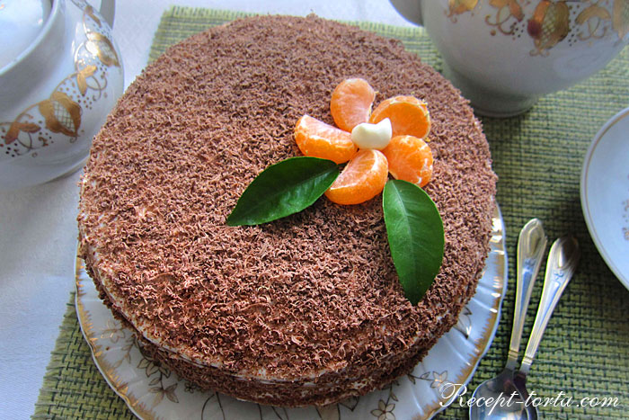 Итоговое фото шоколадного торта испеченного на сковороде
