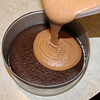 Выкладываем шоколадное суфле на корж - фото