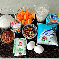 Ингредиенты для торта Брауни с творогом и тыквой