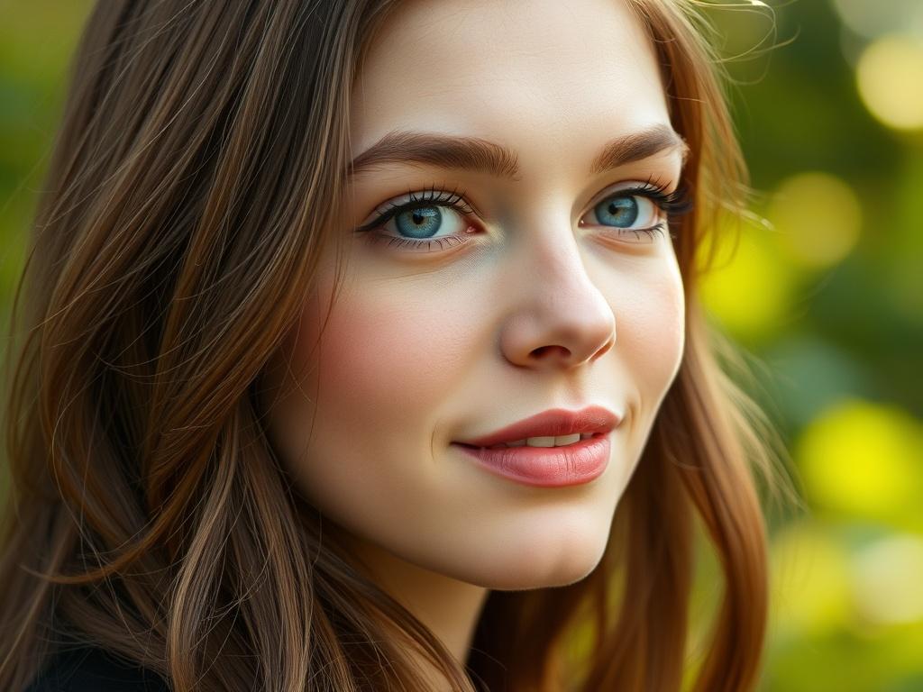 a beautiful young woman's faceфото